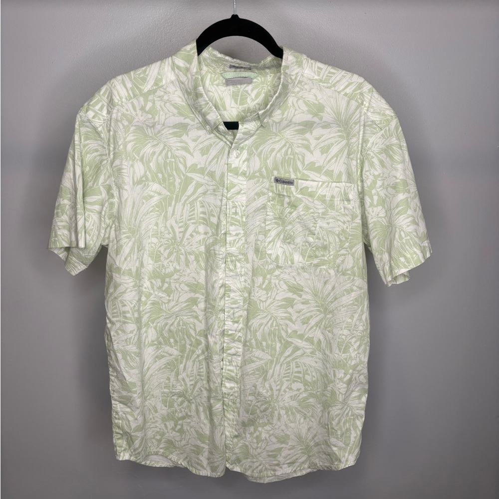 Columbia Light Green Leaf Print Shirt